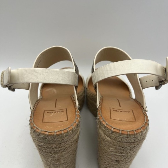 Dolce Vita Spiro Two Band Espadrille Wedge Sandals Off-white / Snake Skin Size 9 - Picture 6 of 9